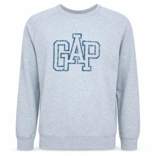 Front view of Gap Men's Grey XL Pullover Sweatshirt with Logo Crew Neck