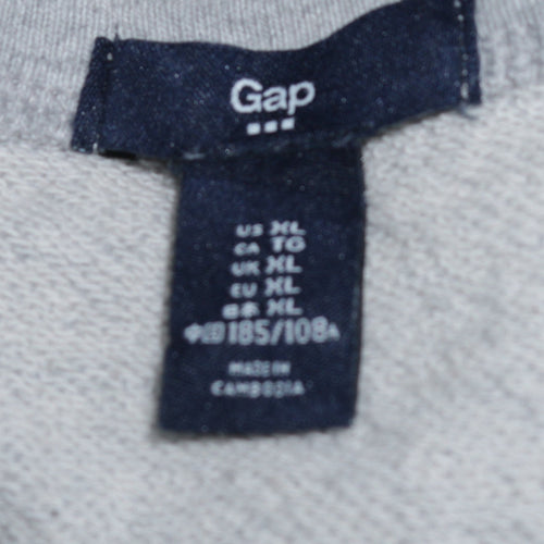 GAP Men's Grey XL Pullover Sweatshirt with Logo Crew Neck