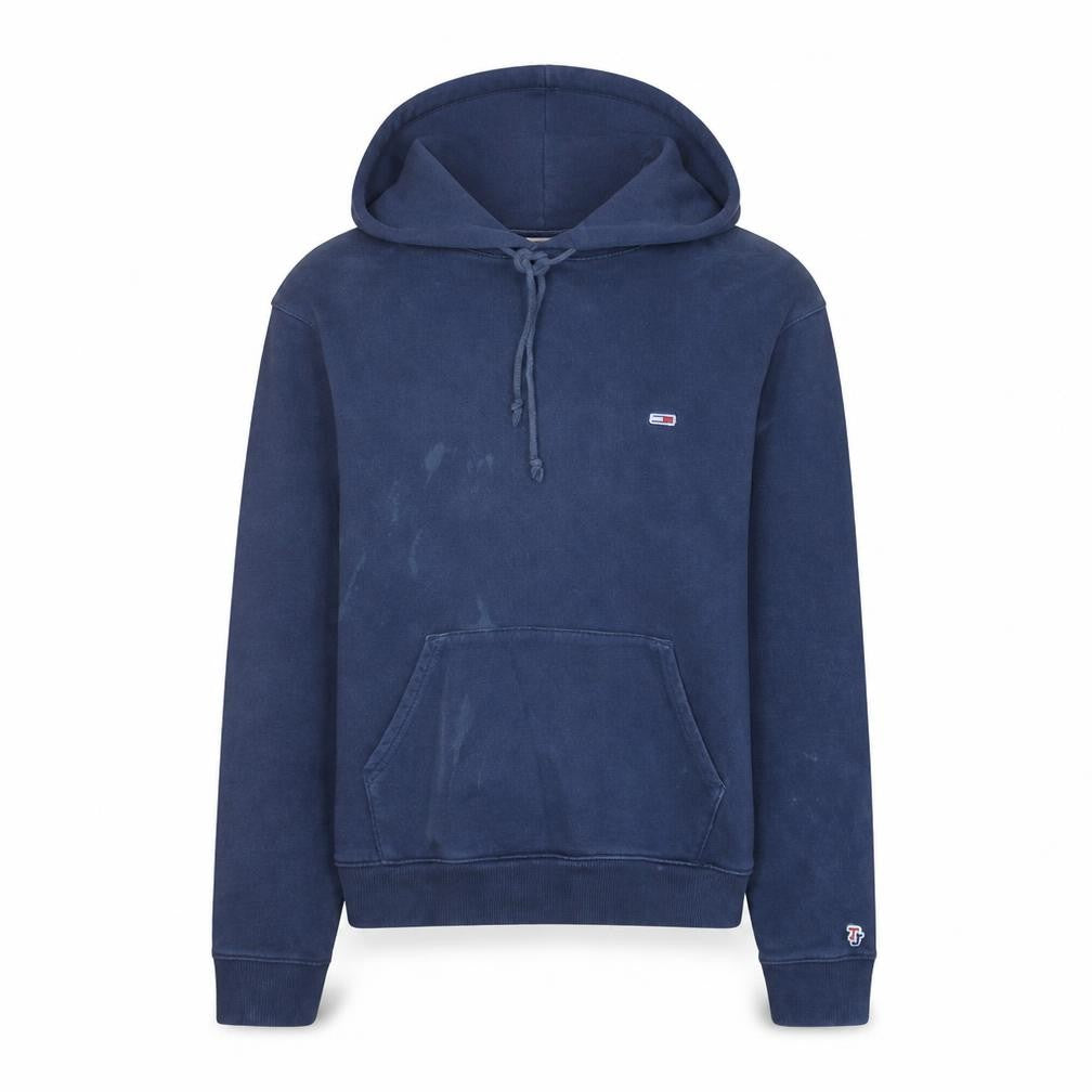 Front view of Tommy Jeans women’s navy blue pullover hoodie m cotton casual