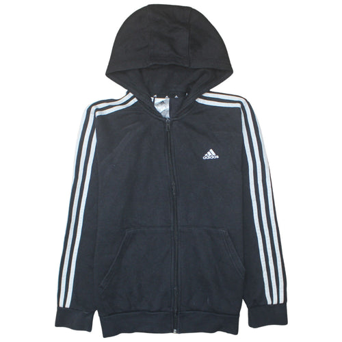 Adidas Boys Black Full Zip Hoodie 13-14 Years Fleece Sports Top