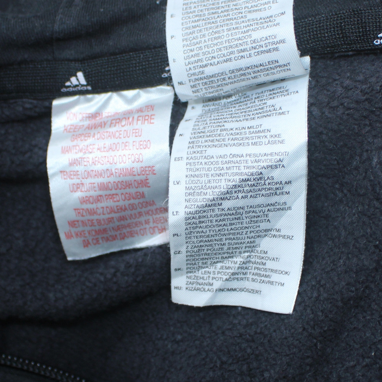 Adidas Boys Black Full Zip Hoodie 13-14 Years Fleece Sports Top