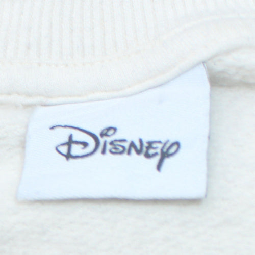 Disney Women Beige Sequin Mickey Mouse Pullover Sweatshirt UK 18