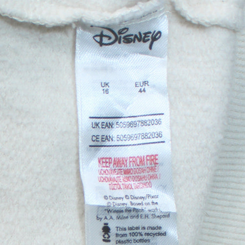 Disney Women Beige Sequin Mickey Mouse Pullover Sweatshirt UK 18