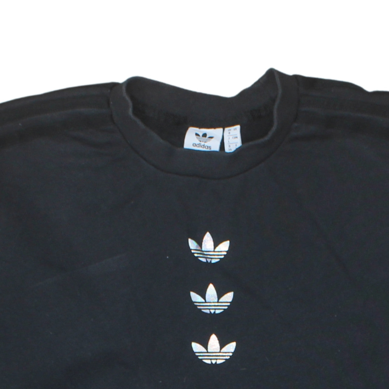 Adidas Womens Black Size 8 Crew Neck Long Sleeve Pullover Sweatshirt