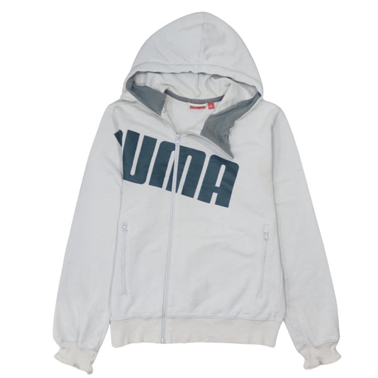 Puma Men's White Full Zip Hoodie Size S Sports Logo Sweatshirt