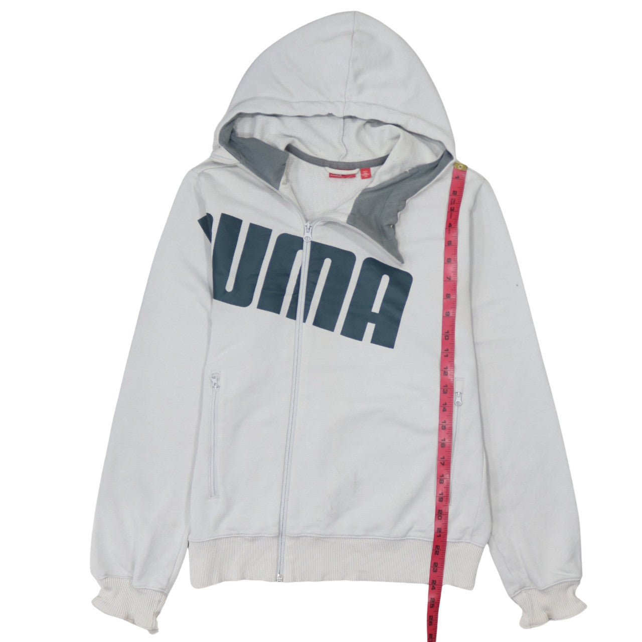 Puma Men's White Full Zip Hoodie Size S Sports Logo Sweatshirt