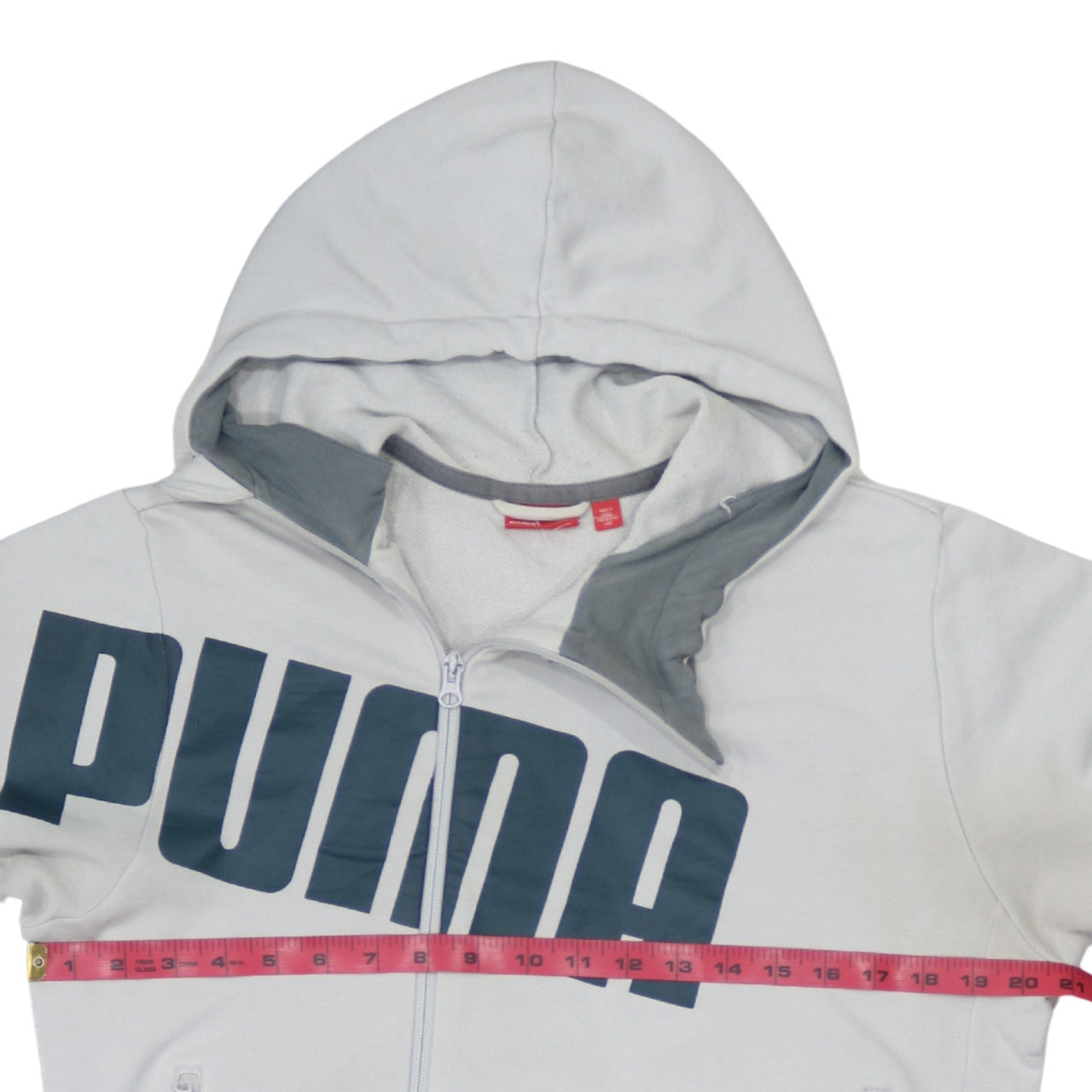 Puma Men's White Full Zip Hoodie Size S Sports Logo Sweatshirt