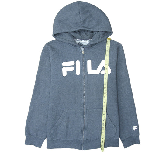 Fila Womens Blue Full Zip Hoodie Size 14 Cotton Blend Casual