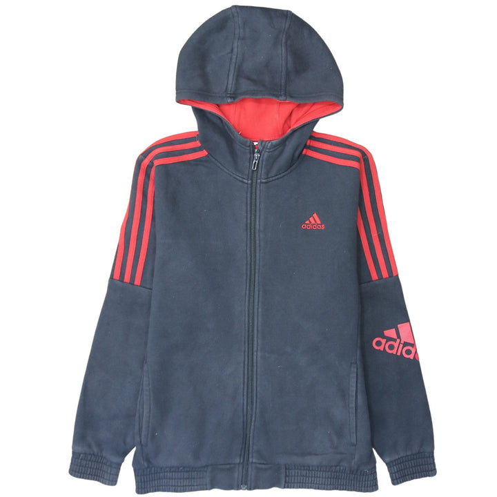 Adidas Boys Black Red Full Zip Fleece Hoodie 13-14 Years