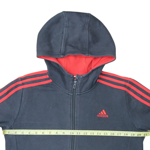 Adidas Boys Black Red Full Zip Fleece Hoodie 13-14 Years