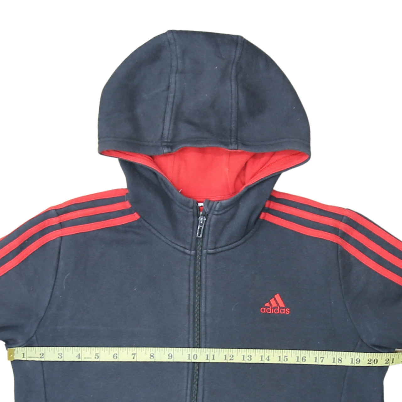 Adidas Boys Black Red Full Zip Fleece Hoodie 13-14 Years