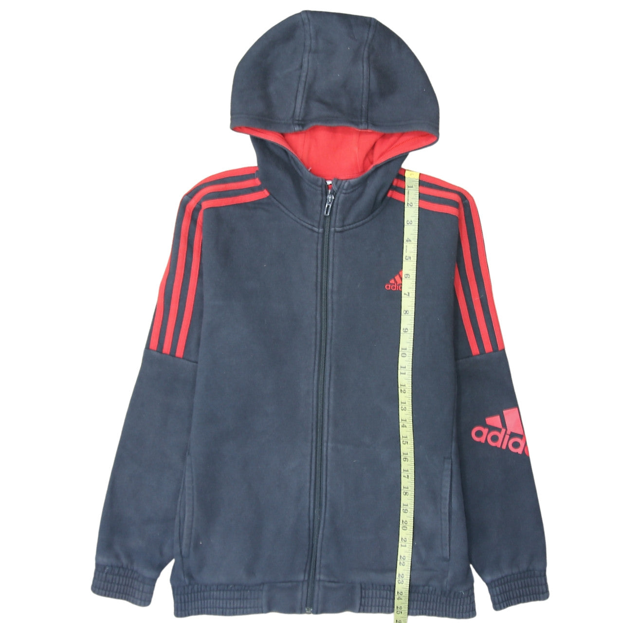 Adidas Boys Black Red Full Zip Fleece Hoodie 13-14 Years