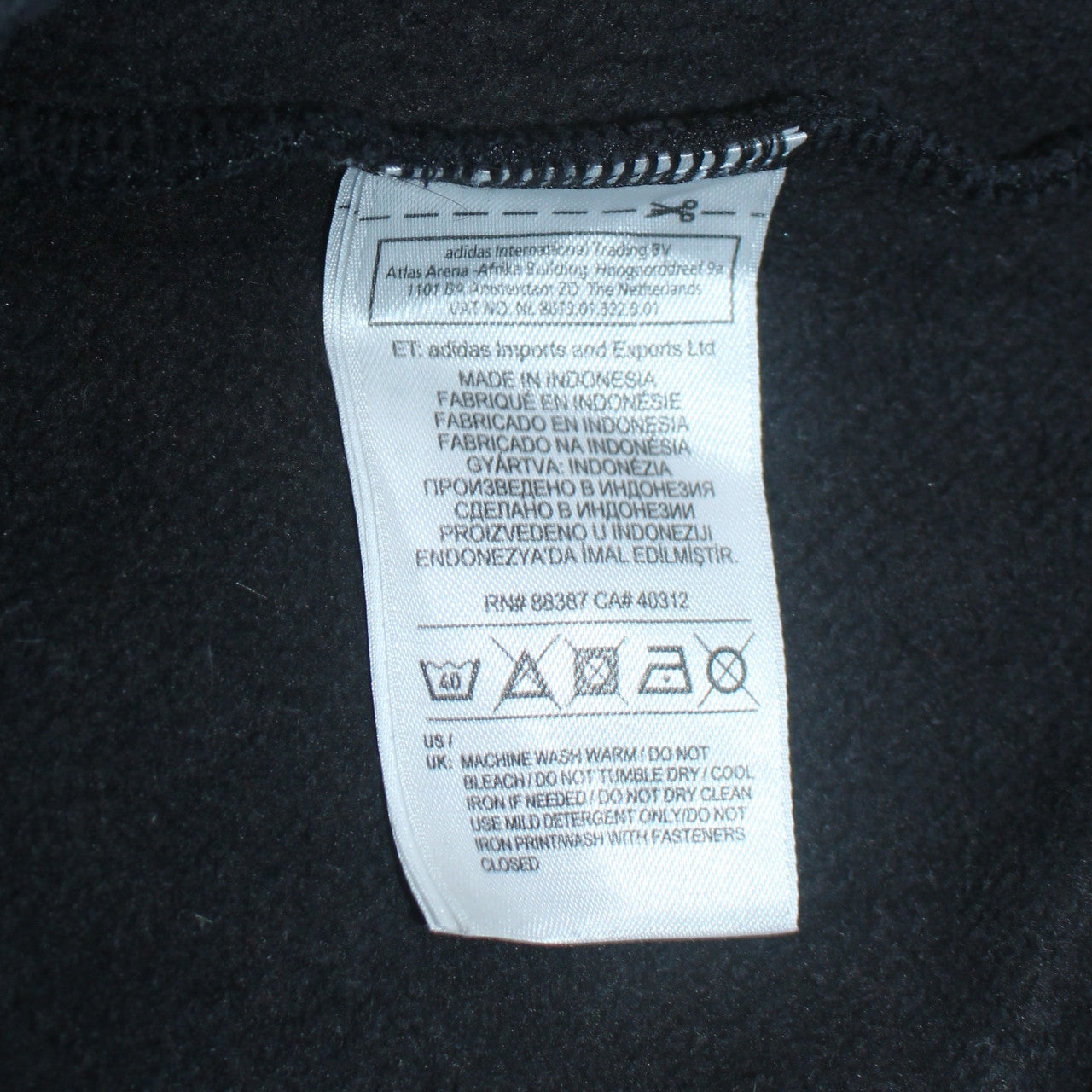 Adidas Boys Black Red Full Zip Fleece Hoodie 13-14 Years