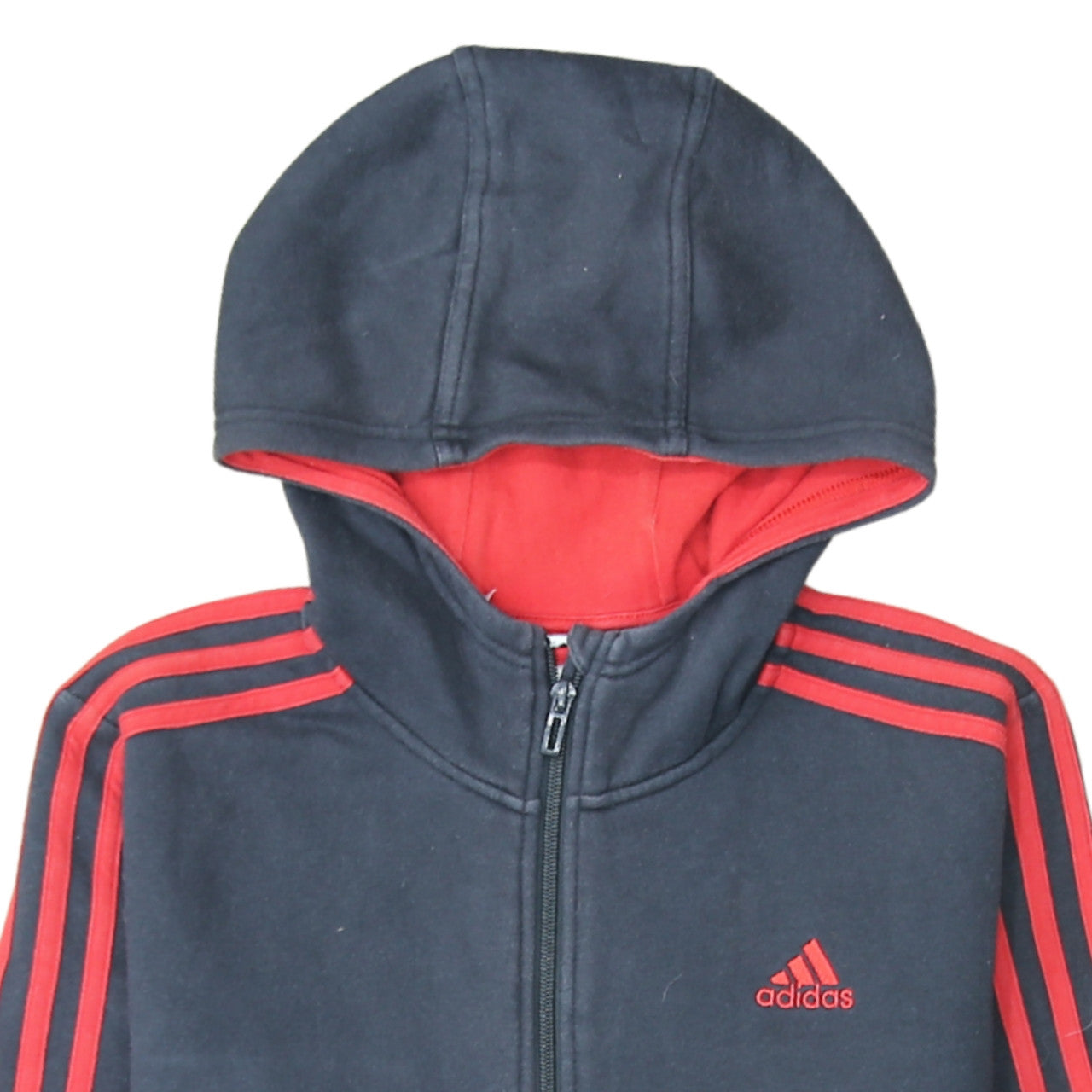 Adidas Boys Black Red Full Zip Fleece Hoodie 13-14 Years