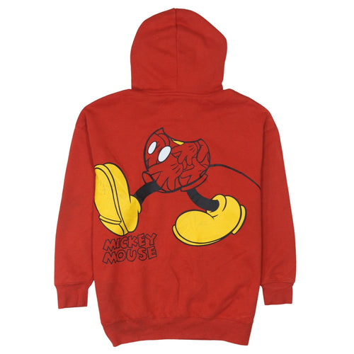 Disney Mickey Mouse Red Pullover Hoodie XS Women Cotton Fleece
