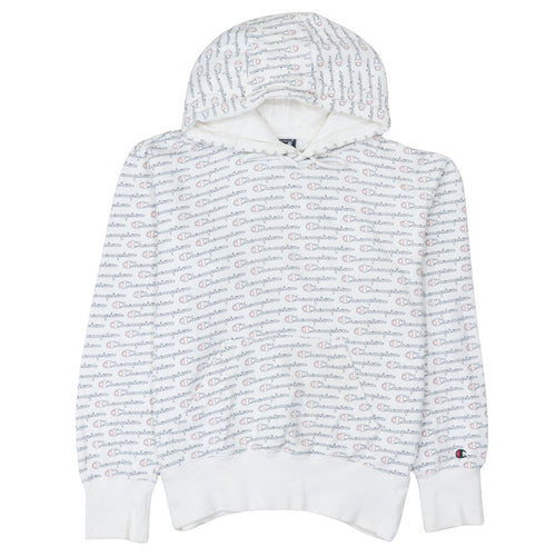 Champion Women's White Logo Print Pullover Hoodie Size S