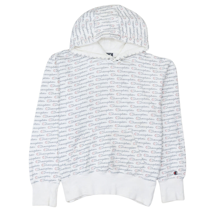 Champion Women's White Logo Print Pullover Hoodie Size S