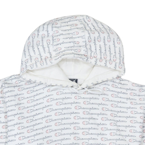 Champion Women's White Logo Print Pullover Hoodie Size S