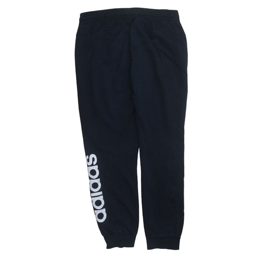 Adidas Womens Black L Jogger Sweatpants Tapered Fleece Trousers