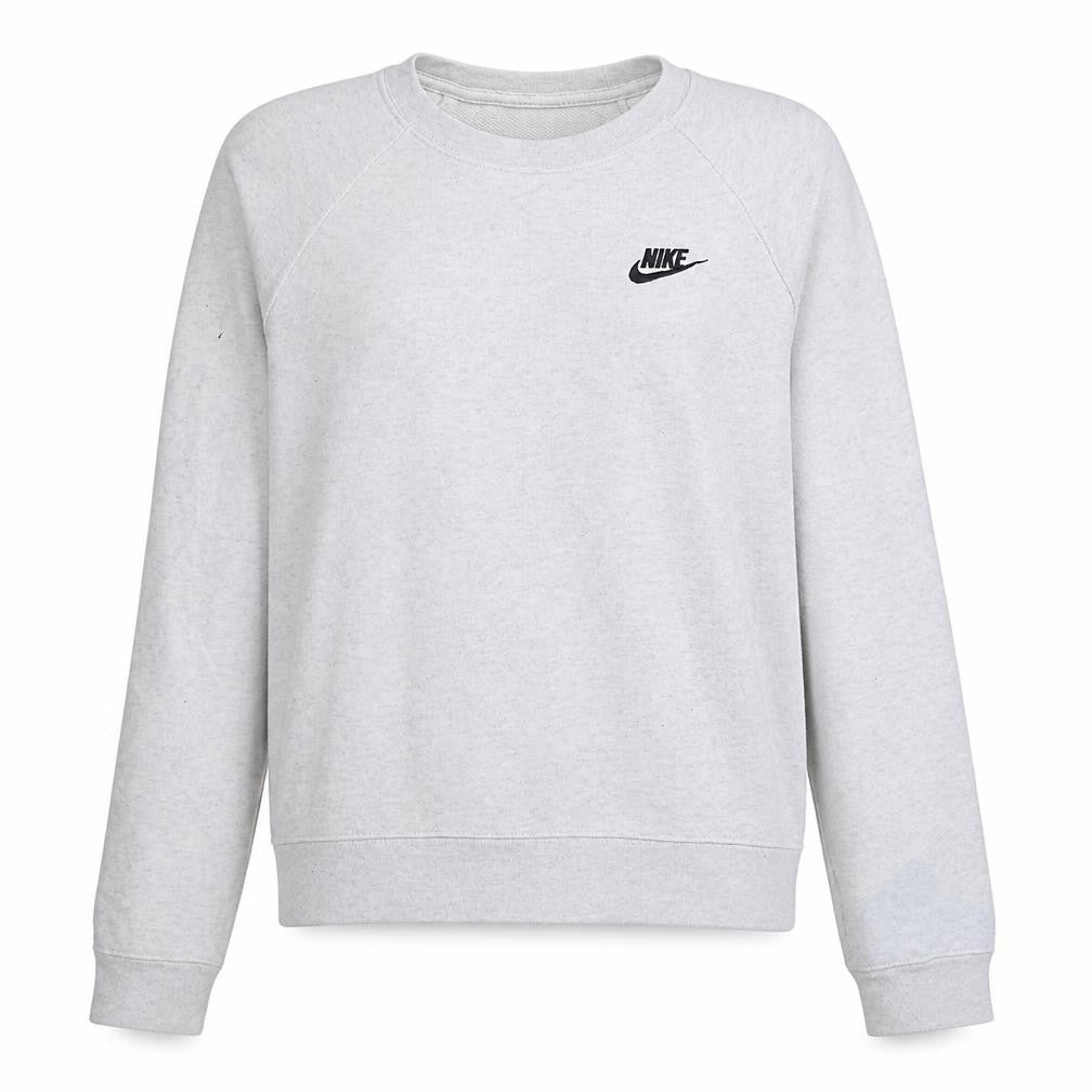 Front view of Nike Women's Grey Small Pullover Crew Neck Sweatshirt