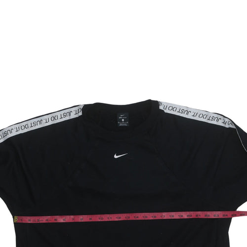 Nike Womens Black XL Dri-Fit Crew Neck Pullover Sweatshirt Just Do It Tape Trim