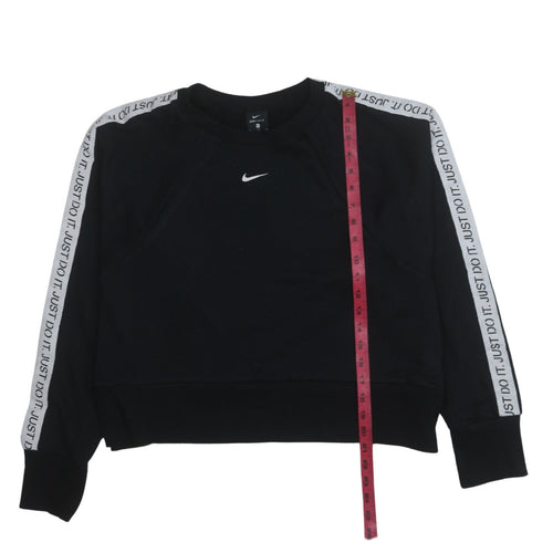 Nike Womens Black XL Dri-Fit Crew Neck Pullover Sweatshirt Just Do It Tape Trim