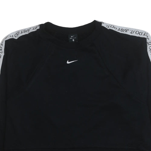 Nike Womens Black XL Dri-Fit Crew Neck Pullover Sweatshirt Just Do It Tape Trim