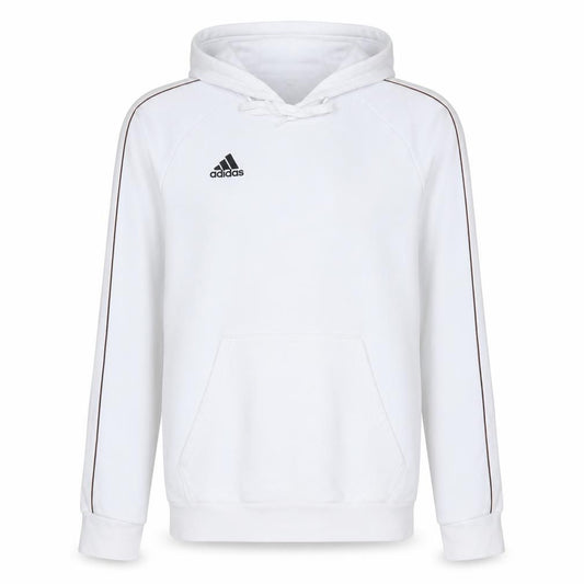 Front view of Adidas Men’s White Pullover Hoodie L Sports Fleece Sweatshirt