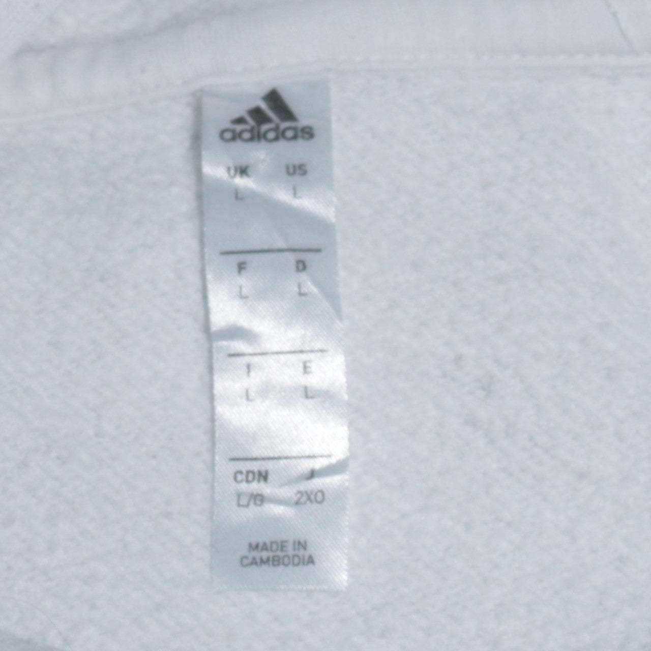 Adidas Men’s White Pullover Hoodie L Sports Fleece Sweatshirt