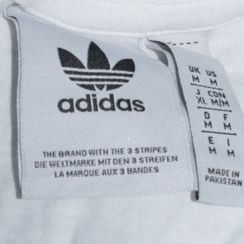 Adidas Men’s White Cotton Trefoil Logo Regular Fit T-Shirt M