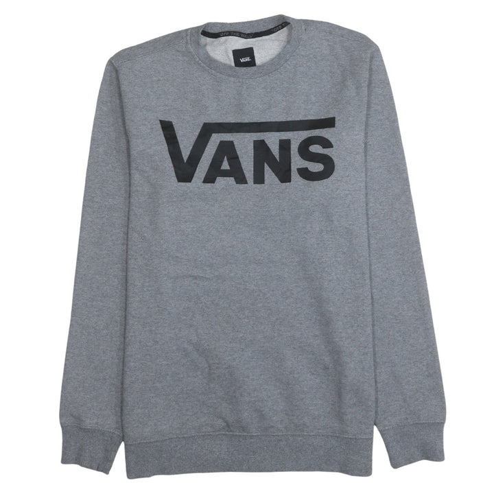 Vans Mens Grey Logo Crew Neck Pullover Sweatshirt Medium
