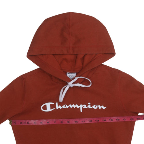 Champion Men's Brown Small Pullover Hoodie with Logo Print