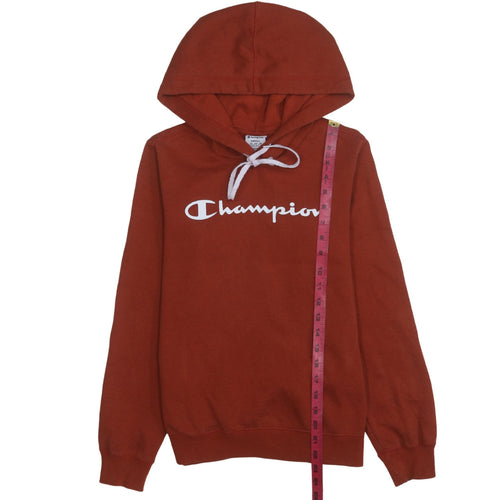 Champion Men's Brown Small Pullover Hoodie with Logo Print