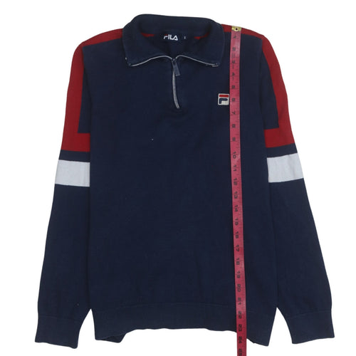 Fila Men's Blue Red 1/4 Zip Collared Sweatshirt Size S