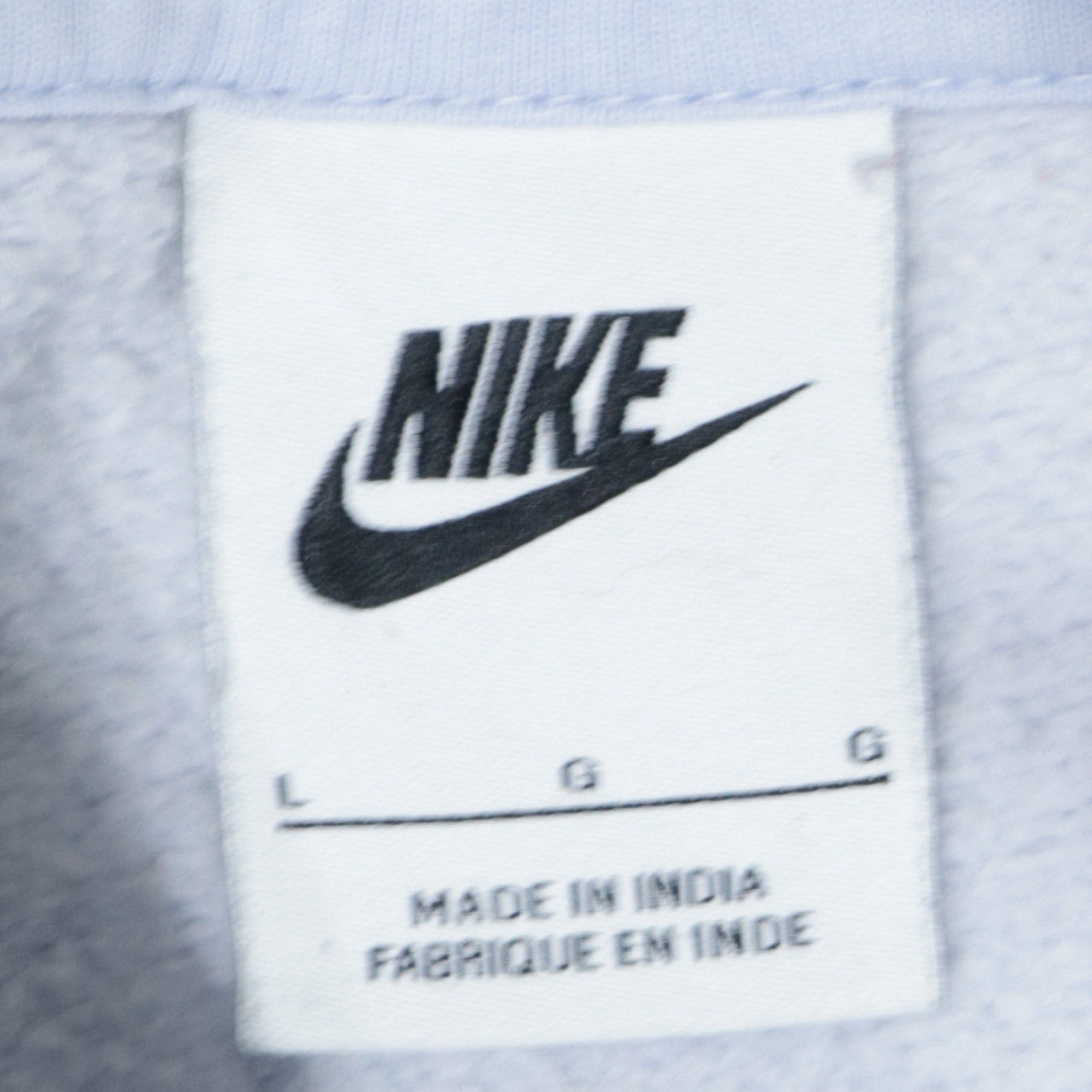 Nike Women Light Blue Pullover Hoodie L Cotton Blend Logo Sweatshirt