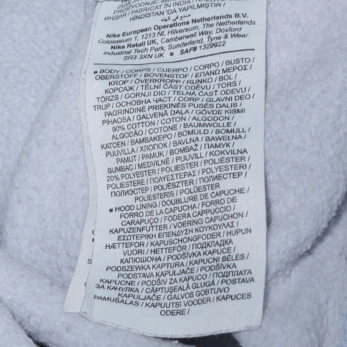 Nike Women Light Blue Pullover Hoodie L Cotton Blend Logo Sweatshirt