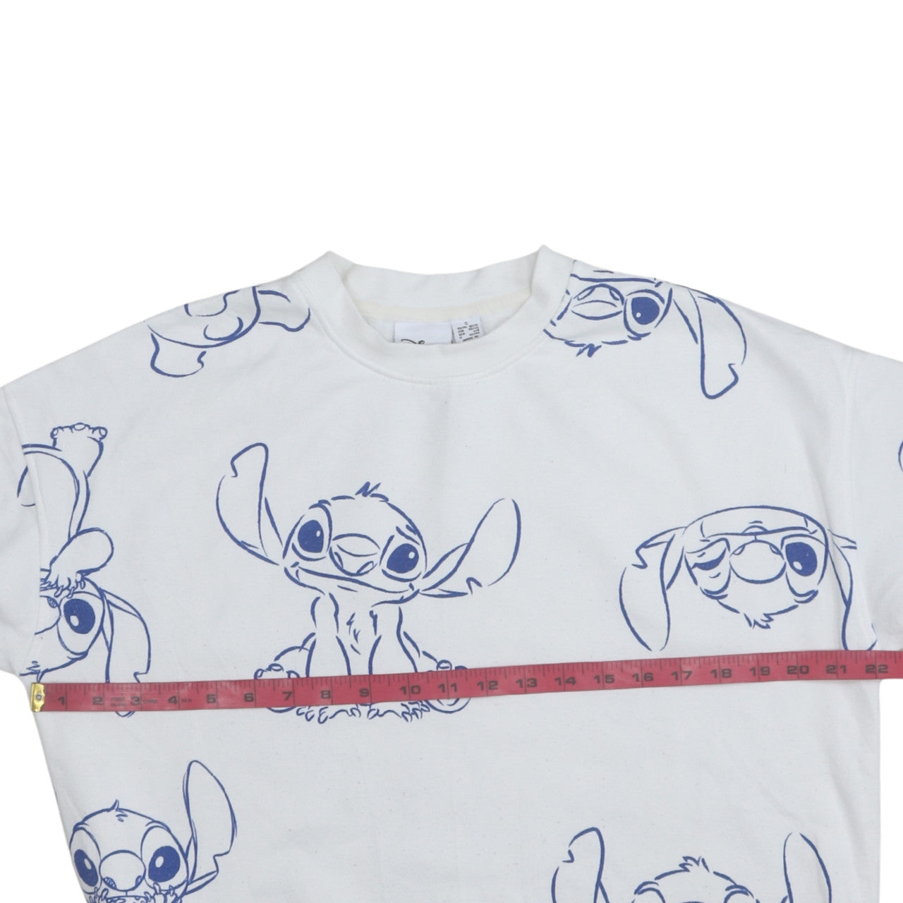 Disney Women White Stitch Sweatshirt Small Crew Neck Pullover