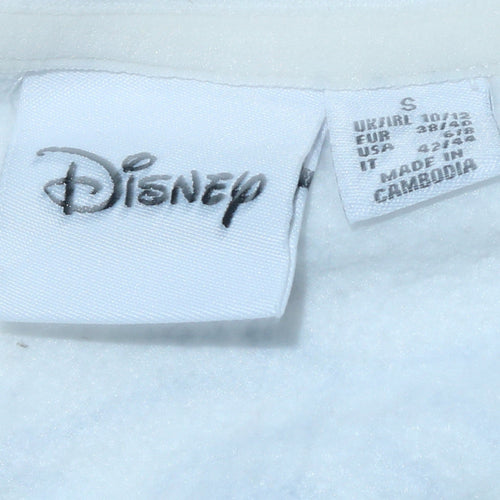 Disney Women White Stitch Sweatshirt Small Crew Neck Pullover