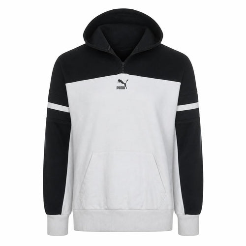 Puma Men's Black White 1/2 Zip Hoodie Regular Fit M Sportswear