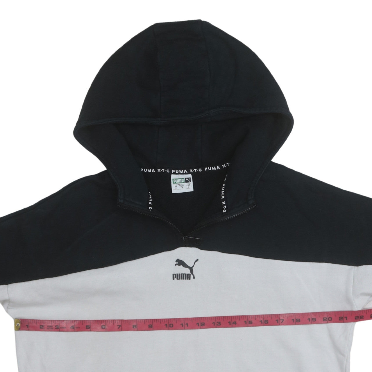 Puma Men's Black White 1/2 Zip Hoodie Regular Fit M Sportswear