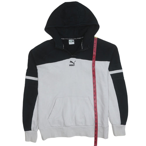 Puma Men's Black White 1/2 Zip Hoodie Regular Fit M Sportswear