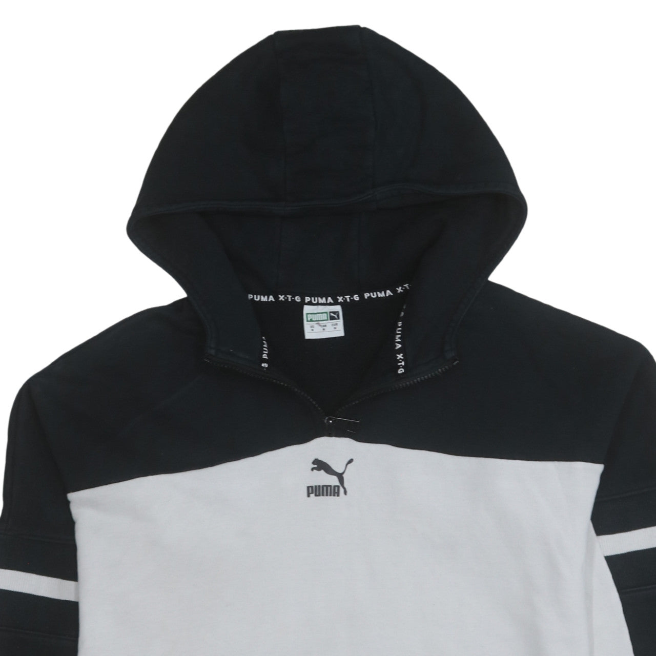 Puma Men's Black White 1/2 Zip Hoodie Regular Fit M Sportswear