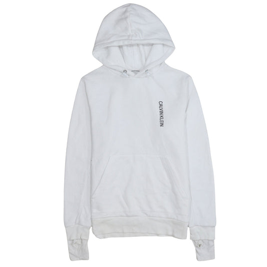 Calvin Klein Jeans Women's White Pullover Hoodie M Cotton Blend