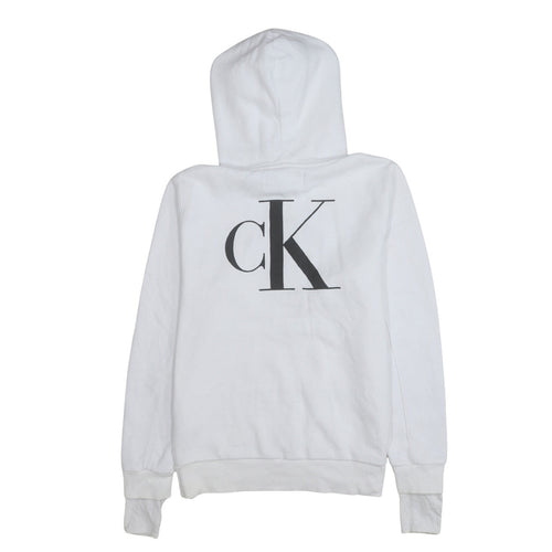 Calvin Klein Jeans Women's White Pullover Hoodie M Cotton Blend