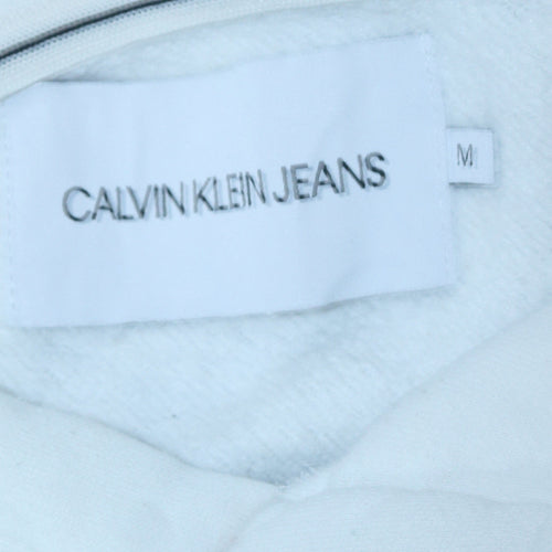 Calvin Klein Jeans Women's White Pullover Hoodie M Cotton Blend