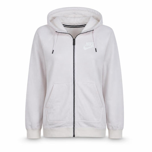 Front view of Nike Women's Pink Full Zip Hoodie, size M, Cotton Blend