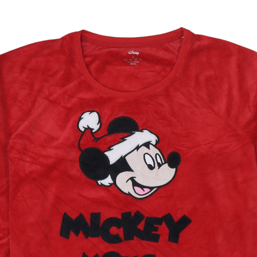 Primark Women Red Mickey Mouse Fleece Nightshirt Size 12-14