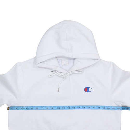 Champion Men's White Pullover Hoodie Large Embroidered Logo