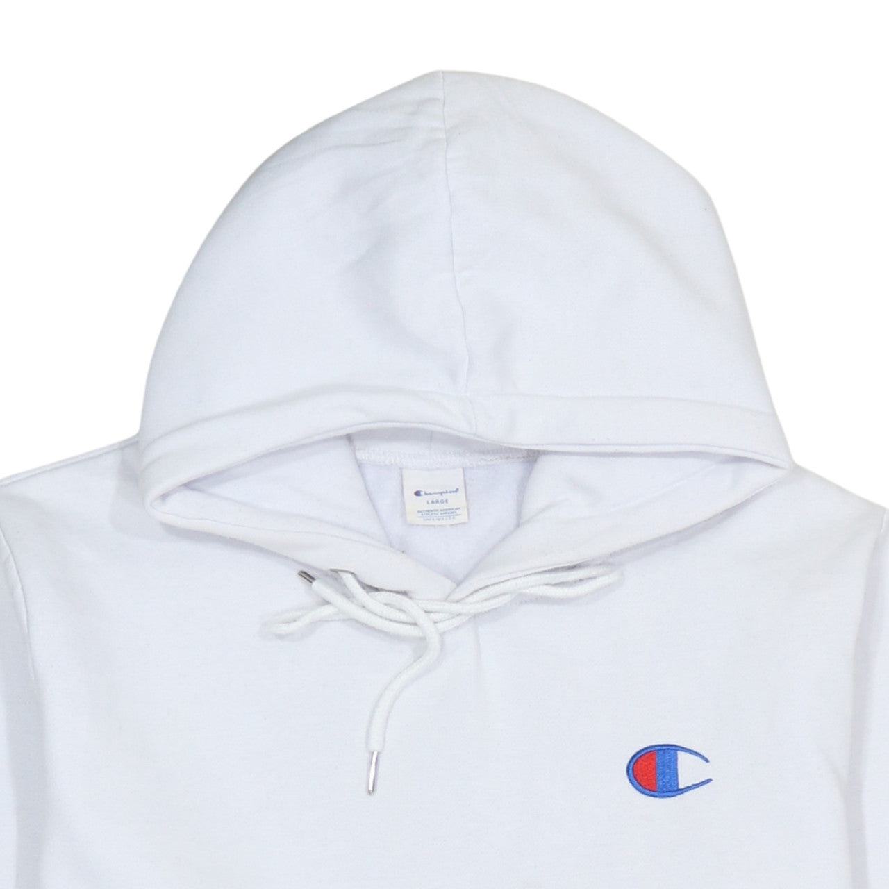 Champion Men's White Pullover Hoodie Large Embroidered Logo