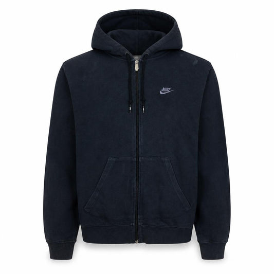 Front view of Nike Men’s Black Full Zip Hoodie L Fleece Sportswear Sweatshirt